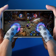 1pair Gaming Super Conductive Silver Cloth Chicken Game Finger Cover Touch Screen Anti-slip Sweatproof Hand Game Finger Gloves, Night Light, Sea Soul Beast, Silver