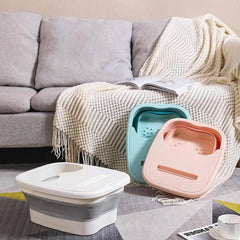 15L Foldable Foot Bath Bucket Foot Massage Wash Basin, Without Lid Gray, Without Lid Pink, Without Lid Green, With Lid Pink, With Lid Green