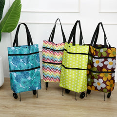 2 In 1 Oxford Cloth Shopping Bag Foldable Shopping Trolley Cart