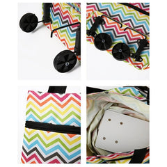 2 In 1 Oxford Cloth Shopping Bag Foldable Shopping Trolley Cart