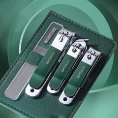 4pcs /Set Stainless Steel Nail Knife Set Household Portable Rotating Bag Nail Cutting Tool, Light Pink, Dark Green