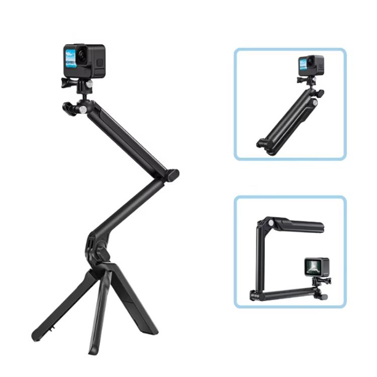 TELESIN Tri-folding Tripod For Sports Camera Mobile Phone Selfie Stand Desktop Fixed Bracket