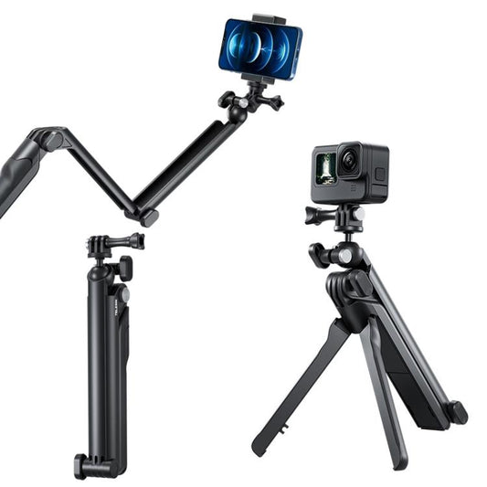 TELESIN Tri-folding Tripod For Sports Camera Mobile Phone Selfie Stand Desktop Fixed Bracket