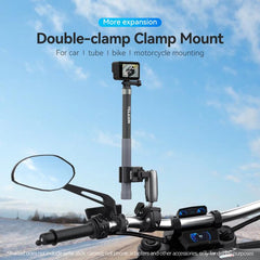 TELESIN Camera Double Clip Crab Clamp 360 Rotating Motorcycle Bicycle Handlebar Mount, Double Clip