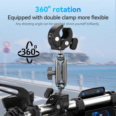 TELESIN Camera Double Clip Crab Clamp 360 Rotating Motorcycle Bicycle Handlebar Mount, Double Clip