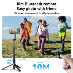 TELESIN 1.3m Magnetic Selfie Stick Tripod Phone Stand for Outdoor Vlog & Live Streaming with Bluetooth Remote