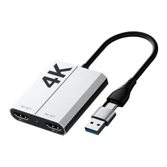 USB3.0+Type-C To Dual HDMI Extender 4K 60HZ Dual Screen Heterodyne HD Video Converter