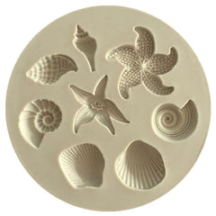 2 PCS Marine Element Mould Sea Star Conch Shell Model Silicone Cake Fondant Tool, Cake Fondant Tool