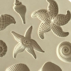 2 PCS Marine Element Mould Sea Star Conch Shell Model Silicone Cake Fondant Tool, Cake Fondant Tool