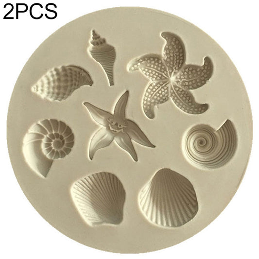 2 PCS Marine Element Mould Sea Star Conch Shell Model Silicone Cake Fondant Tool, Cake Fondant Tool