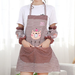 Kitchen Oilproof Cartoon Bear Apron with Sleeve