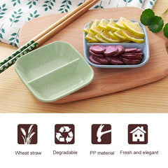 10pcs Kitchen Accessories 2 In 1 Seasoning Sauce Dishes Wheat Straw Salad Saucer Bowl