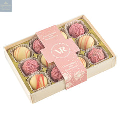 The Champagne and Strawberry Collection of truffles in 12pc cream gift box