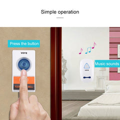VOYE V025A Home Music Remote Control Wireless Doorbell with 38 Polyphony Sounds, US Plug, V025A