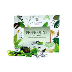 Whitakers foiled dark chocolate peppermint creams in carton