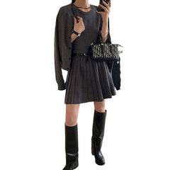 Age-reducing Vest Skirt Long-sleeved Cardigan Knitted Two-piece