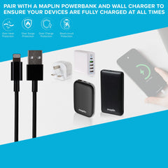 Maplin Lightning to USB-A Cable - Black, 1m