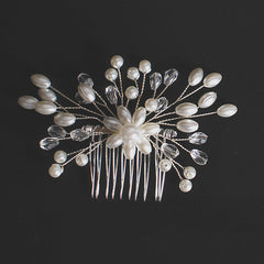 Korean Exquisite Pearl Comb Diamond Crystal Fork Handmade Hairpin Bridal Headwear Accessories
