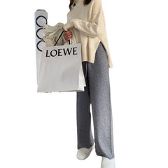 Women's Autumn And Winter Knitting Wide-leg Pants High Waist Drooping Mopping Casual