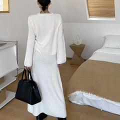 Casual Knitted Sweater Suit Women's Skirt Two-piece Set
