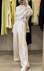 All-match Side Striped Casual Suit Pocket Two-piece Set