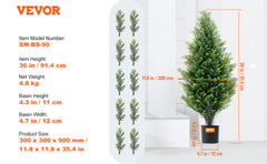 VEVOR Artificial Cedar Topiary Tree Evergreen Fake Pine Cypress Trees Plant Artificial Greenery Set for Home Decor IndoorOutdoor