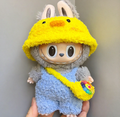 Labubu Sunny Day Outfit Set - Yellow Hat & Blue Dress (17cm)