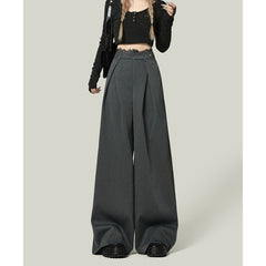 Black Lace Stitching Wide-leg Casual Pants Women