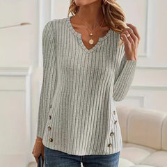 Simple Solid Color Casual Knitted Button Sweater