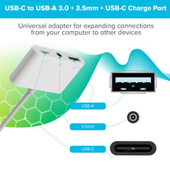 Maplin USB-C Multiport Hub USB-C to USB-A 3.0 / 3.5mm Jack / USB-C Charge Port