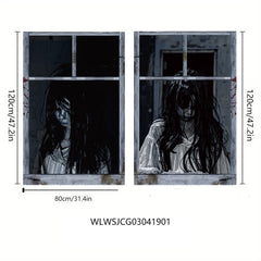 3D Holiday Window Cover Witch Halloween Window Cover