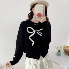Cute Youth Bow Pin All-match Loose Slimming Sweater