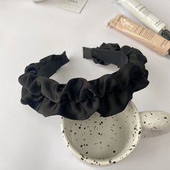Black Large Intestine High-grade Satin Pleated Headband