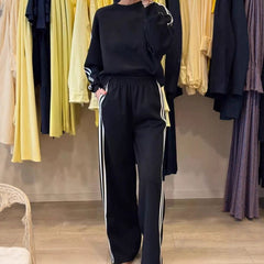 All-match Side Striped Casual Suit Pocket Two-piece Set