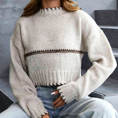 Short Stitching Sweater Loose Casual American Casual Fashion Women