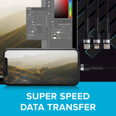 Maplin 2-in-1 USB-C to Multi-Charging USB-C 65W & Lightning 12W Braided Cable