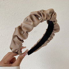 Black Large Intestine High-grade Satin Pleated Headband