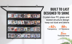 VEVOR Jersey Display / Sports Card Display Frame Case, Large Lockable Sport Shadow Box, 98% UV Protection PC Glass and Hangers