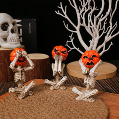 Pumpkin Head Skull Doll Ornaments Home Halloween Layout Props
