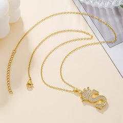 1PCS Fashionable Gold Diamond Crown Uppercase Letter Popular Pendant Necklace Suitable For Daily Use Festivals Parties Gifts Jewelry Set