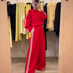 All-match Side Striped Casual Suit Pocket Two-piece Set