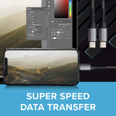 Maplin USB-C to USB-C 60W PD Braided Cable - Silver