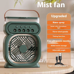 3 In 1 Portable Air Conditioner Evaporative Air Cooler LED Night Lights 3 Speeds Humidifier Fan For Home Office