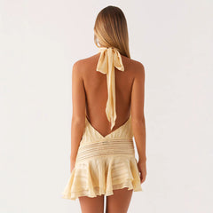 Women's Halter Pleated Dress Fashion