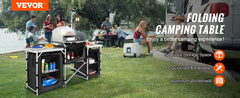 VEVOR Camping Kitchen Table Cabinet Folding Cooking Storage Rack X-Shaped Aluminum Alloy Bracket for BBQ Picnic Garden Table