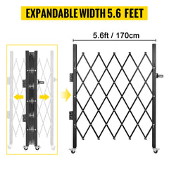 VEVOR Single Folding Security Gate 1.5-2m x 1.22-3.66m Folding Door Gate Steel Accordion Flexible Expanding Security Gate Black