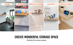 VEVOR Wall Mounted Folding Table, Wall Mount Drop Leaf Table, Wooden Floating Desk with Iron Bracket, Fold Down Desk for Spaces