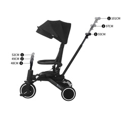 Foryourlittleone Xplor 6 in 1 Foldable Trike - Jet Black (10m-5y)