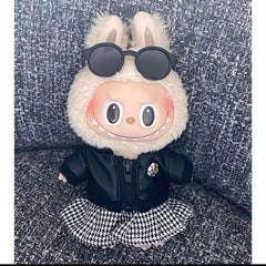 Custom Labubu Doll Outfit: Colorful Patterned Sweater, Scarf and Hat Set