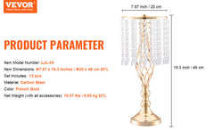 VEVOR 2/10/12PCS Tall Wedding Flower Vase Metal Centerpiece Gold Floral Arrangement Stand Display Rack for Tables Dinner Party